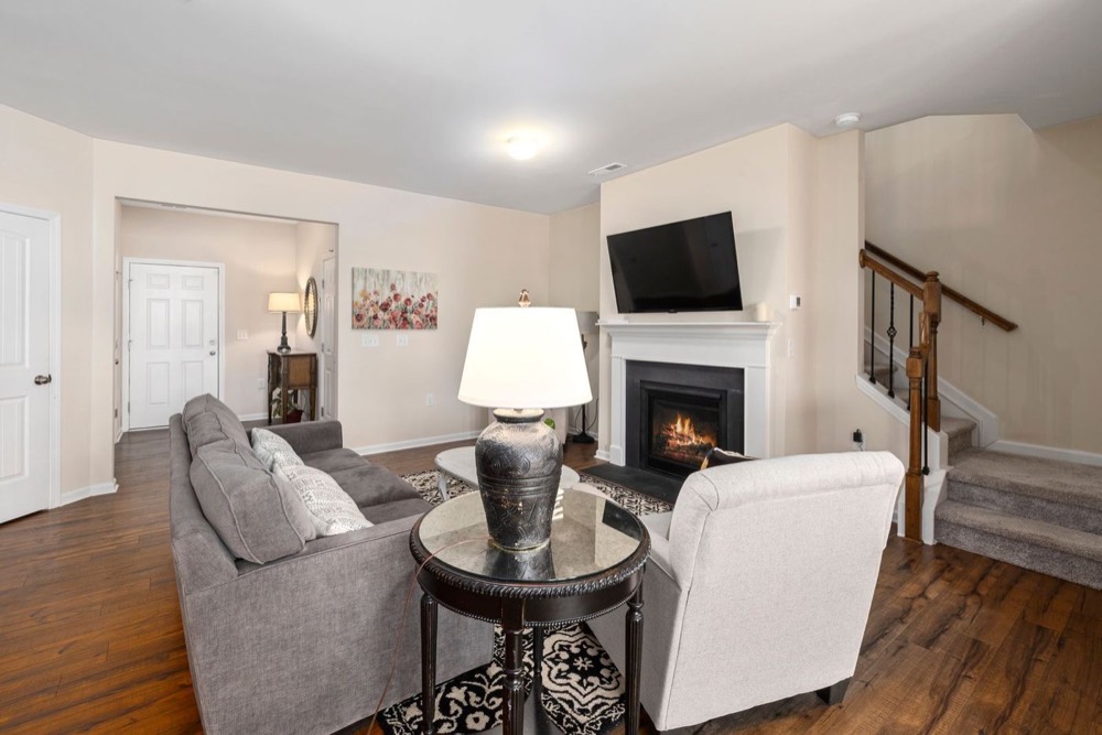Restored fireplace hearth in a living space — Pompano Beach · Broward County