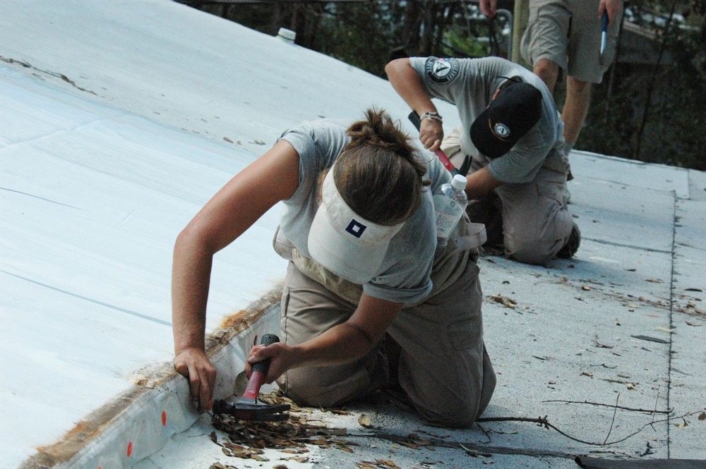 Chimney and roofline being checked after weather — Your Local Chimney Team · Pompano Beach, FL