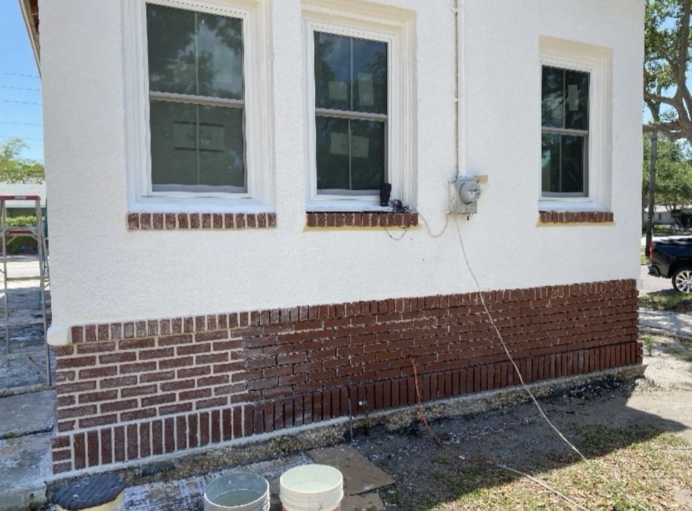 Brickwork and mortar joints on a chimney face — Your Local Chimney Team · Pompano Beach, FL
